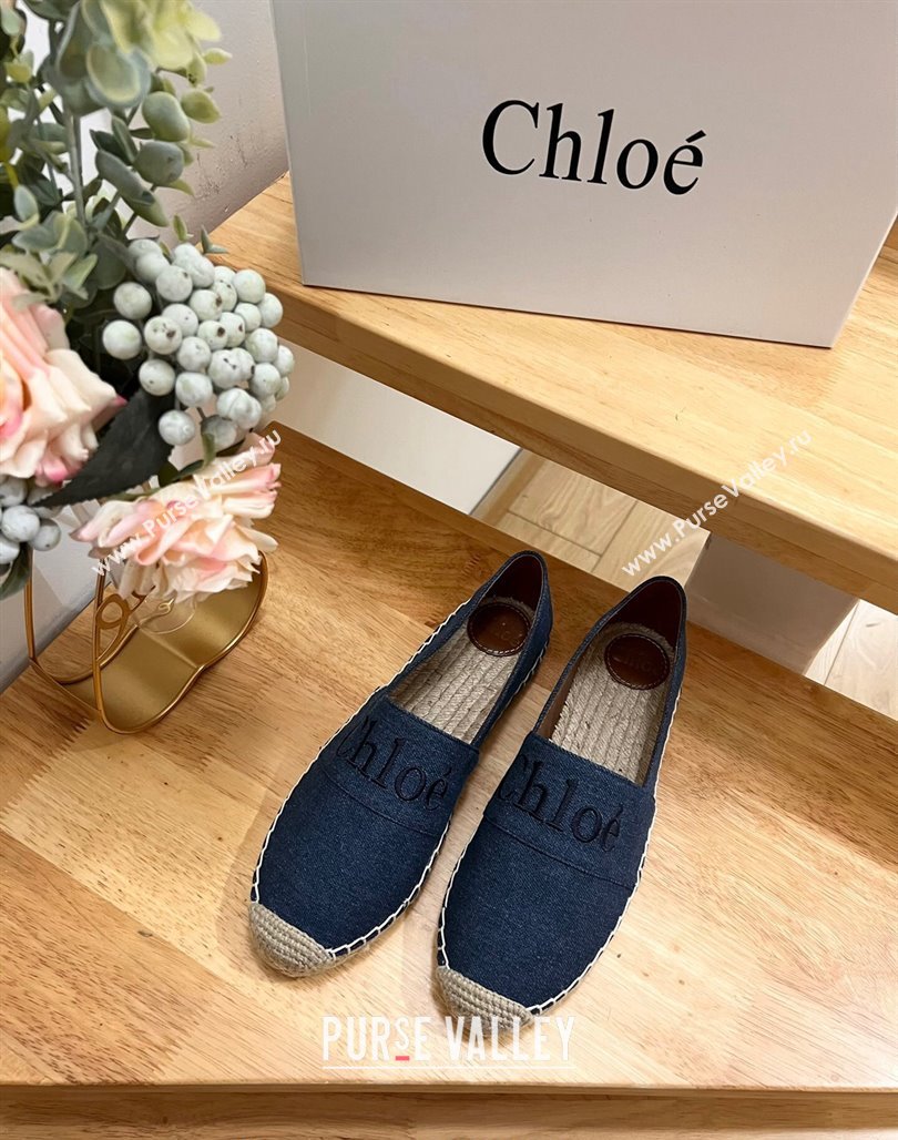 Chloe Espadrilles Flat in Canvas Blue 2024 012502 (HB-240125057)