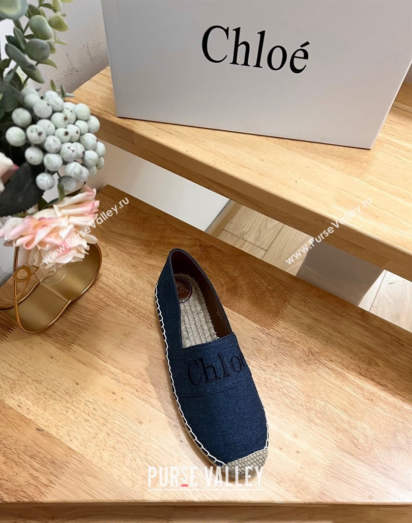 Chloe Espadrilles Flat in Canvas Blue 2024 012502 (HB-240125057)