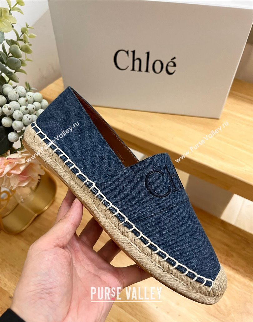 Chloe Espadrilles Flat in Canvas Blue 2024 012502 (HB-240125057)