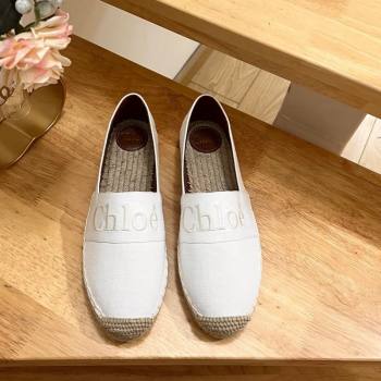 Chloe Espadrilles Flat in Canvas White 2024 012502 (HB-240125058)