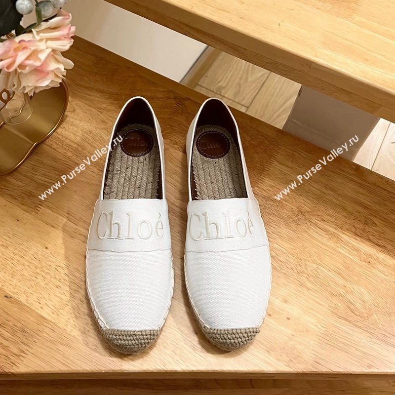 Chloe Espadrilles Flat in Canvas White 2024 012502 (HB-240125058)