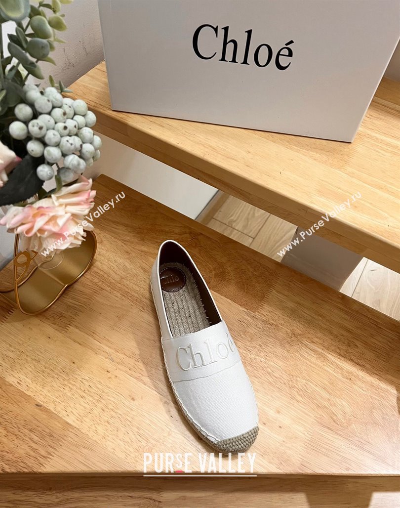 Chloe Espadrilles Flat in Canvas White 2024 012502 (HB-240125058)