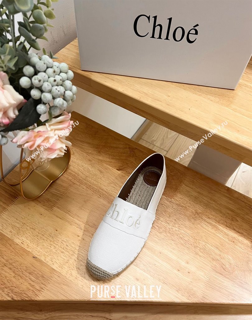 Chloe Espadrilles Flat in Canvas White 2024 012502 (HB-240125058)