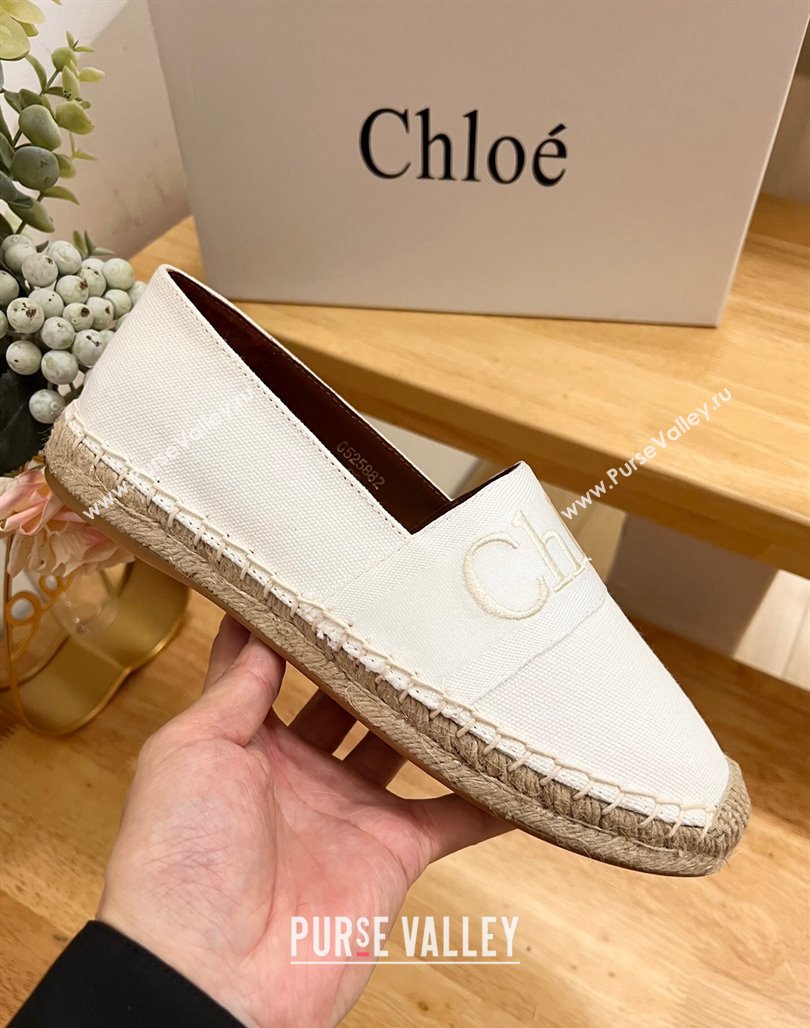 Chloe Espadrilles Flat in Canvas White 2024 012502 (HB-240125058)