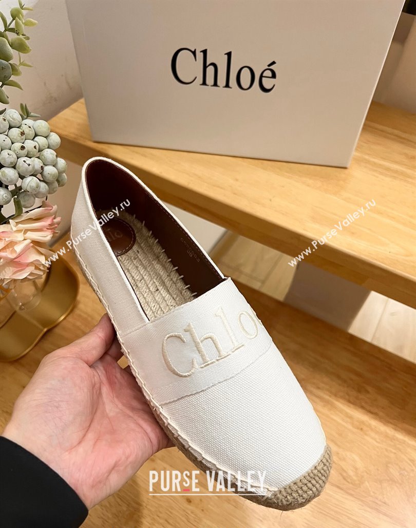 Chloe Espadrilles Flat in Canvas White 2024 012502 (HB-240125058)