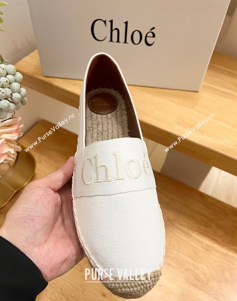 Chloe Espadrilles Flat in Canvas White 2024 012502 (HB-240125058)