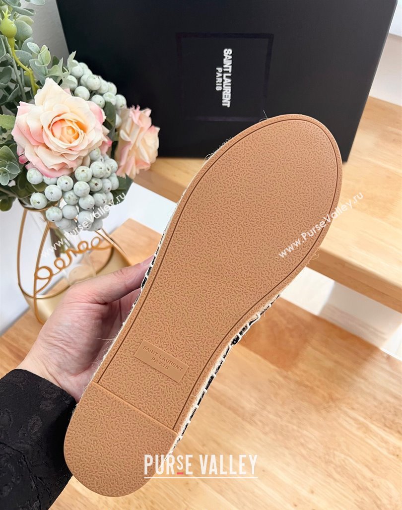 Saint Laurent YSL Espadrilles Flat in Linen Fabric Black 2024 0125 (HB-240125067)