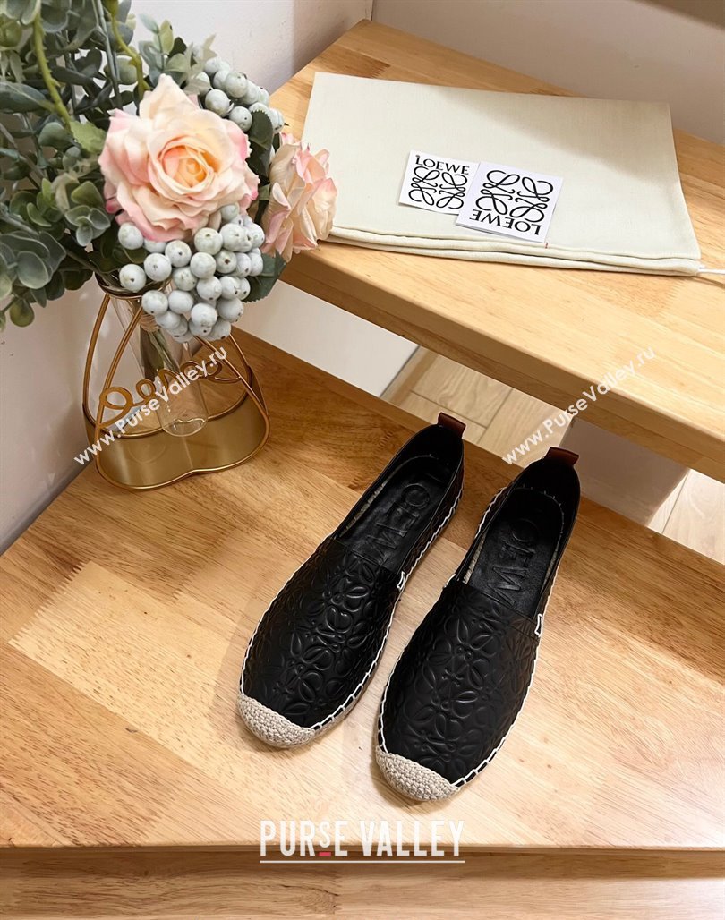 Loewe Espadrilles Flat in 3D Anagram Calfskin Black 2024 0125 (HB-240125046)