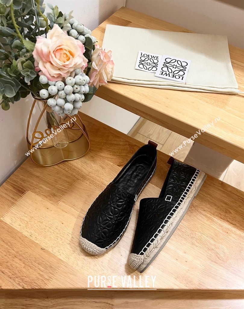 Loewe Espadrilles Flat in 3D Anagram Calfskin Black 2024 0125 (HB-240125046)