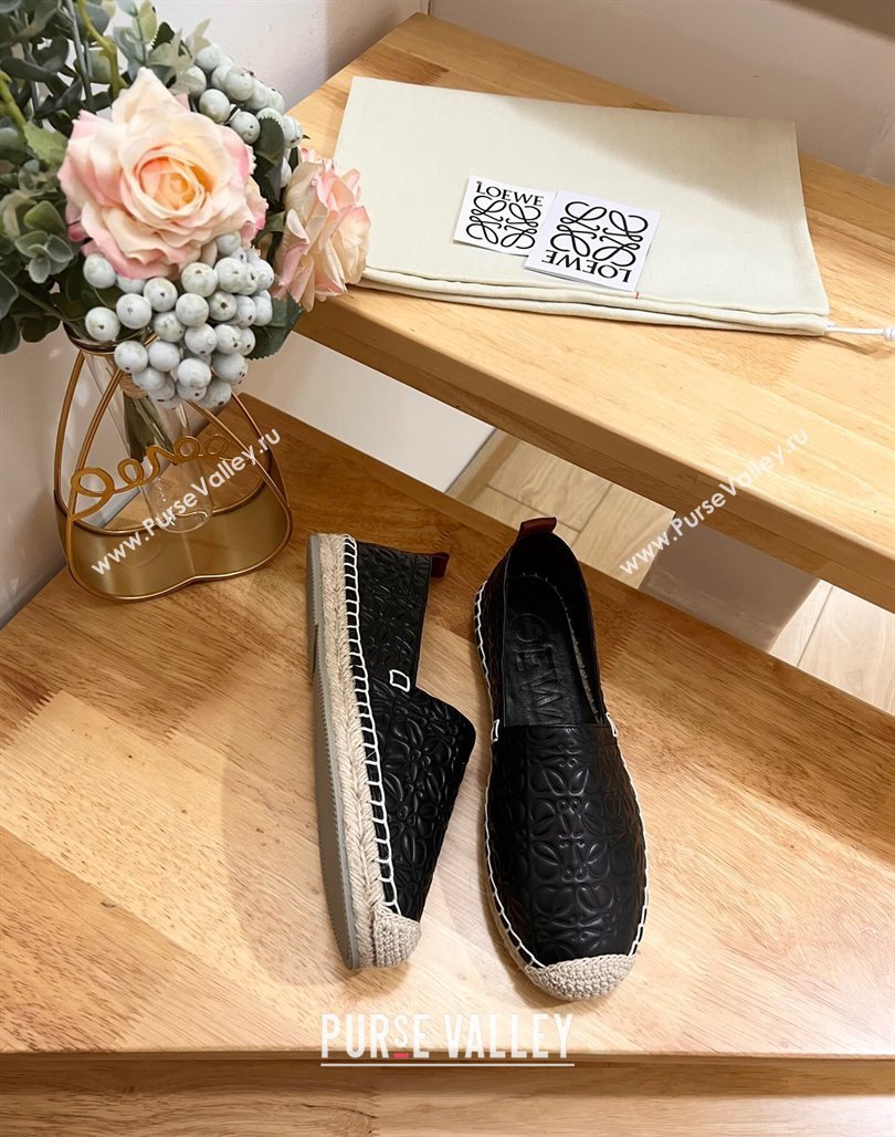 Loewe Espadrilles Flat in 3D Anagram Calfskin Black 2024 0125 (HB-240125046)