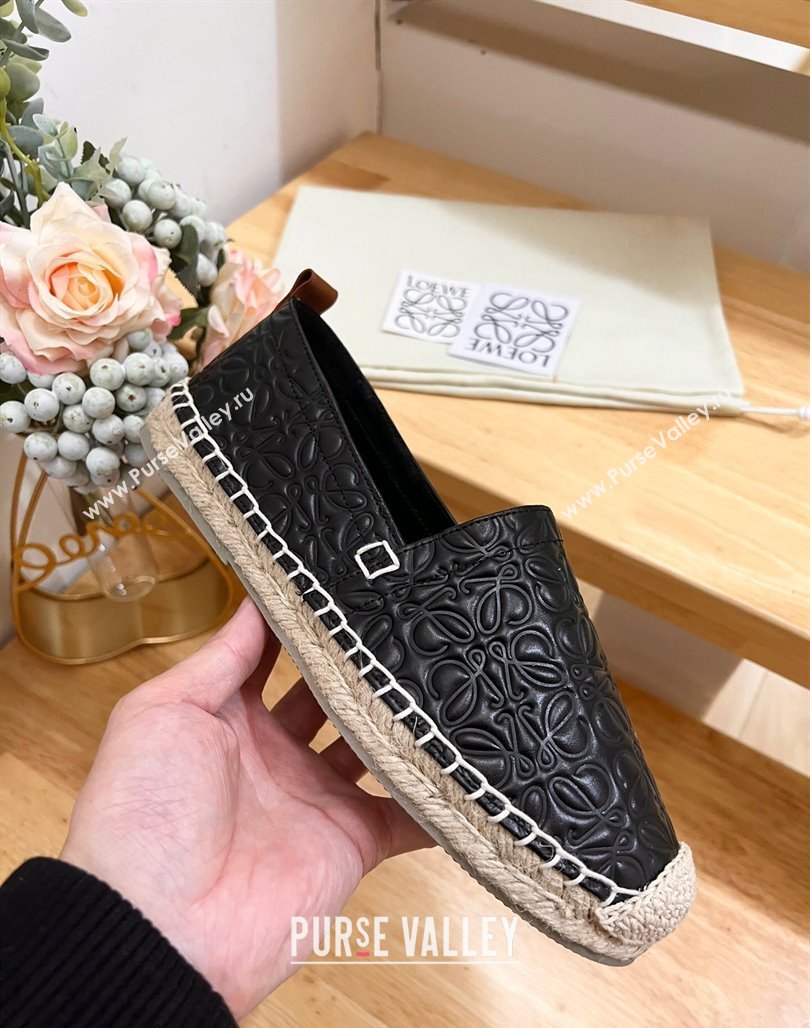 Loewe Espadrilles Flat in 3D Anagram Calfskin Black 2024 0125 (HB-240125046)