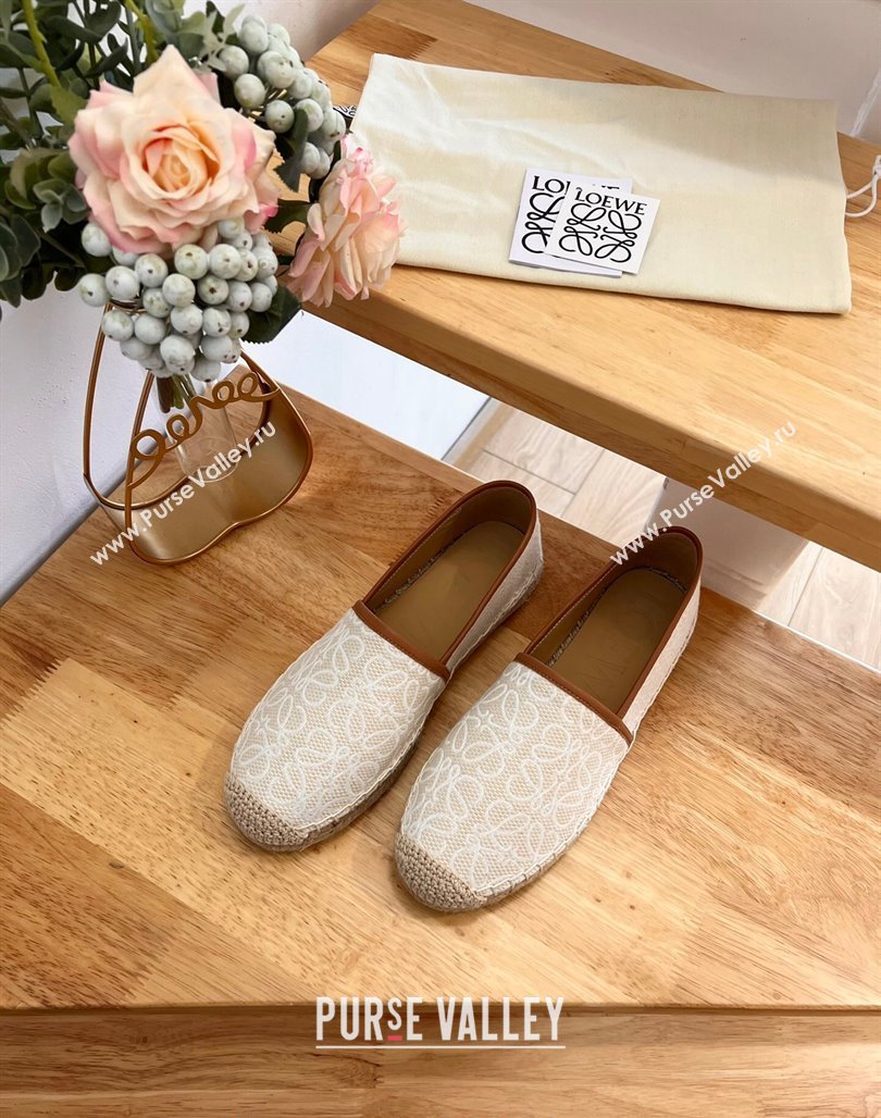 Loewe Espadrilles Flat in Anagram Linen White 2024 0125 (HB-240125049)