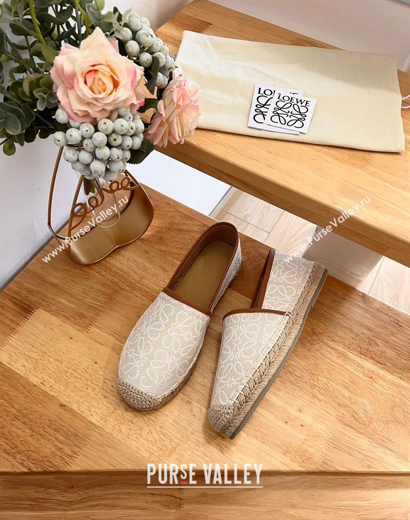 Loewe Espadrilles Flat in Anagram Linen White 2024 0125 (HB-240125049)