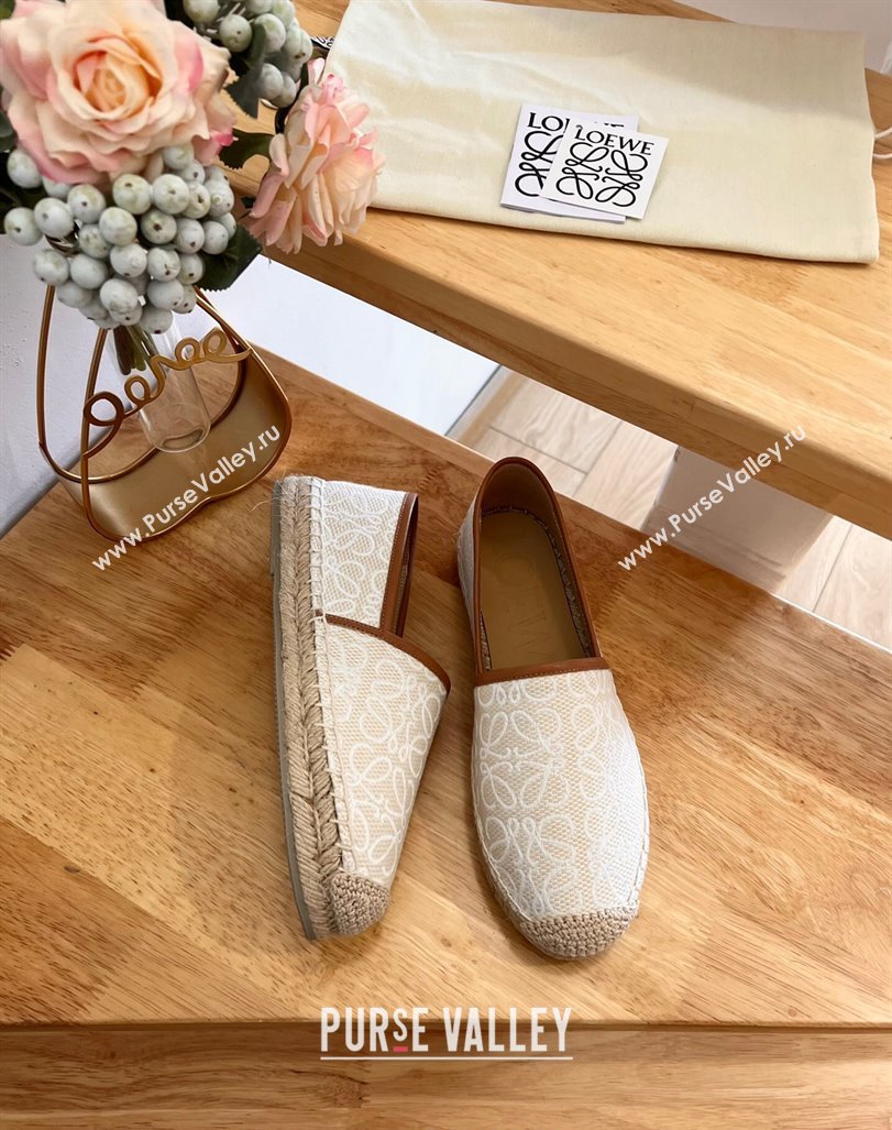 Loewe Espadrilles Flat in Anagram Linen White 2024 0125 (HB-240125049)