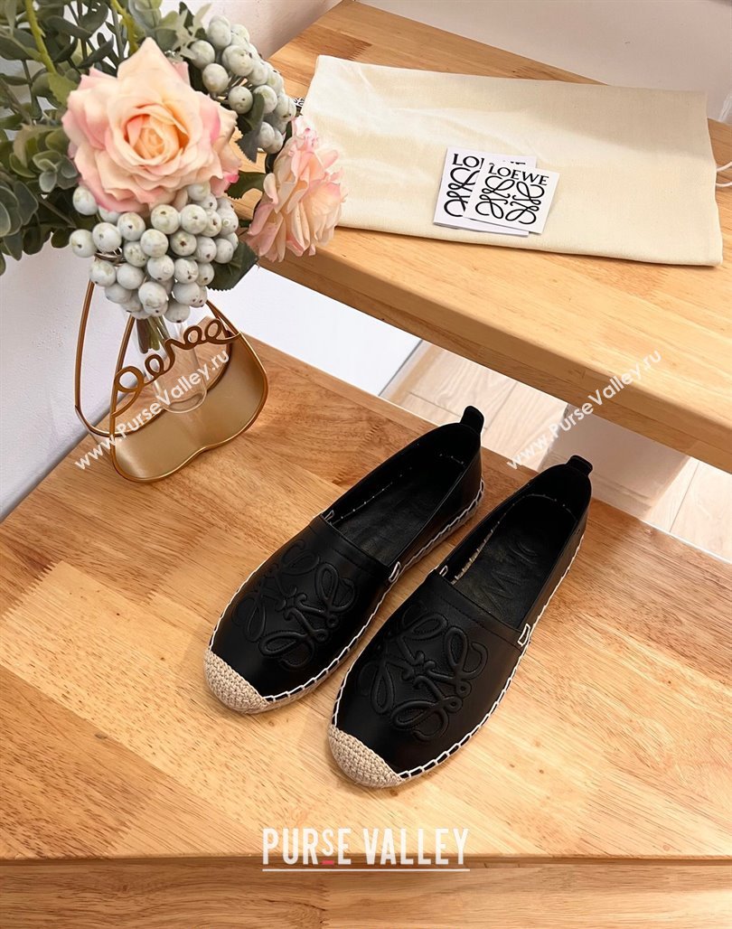 Loewe Espadrilles Flat in Calfskin with Anagram Logo Black 2024 0125 (HB-240125050)