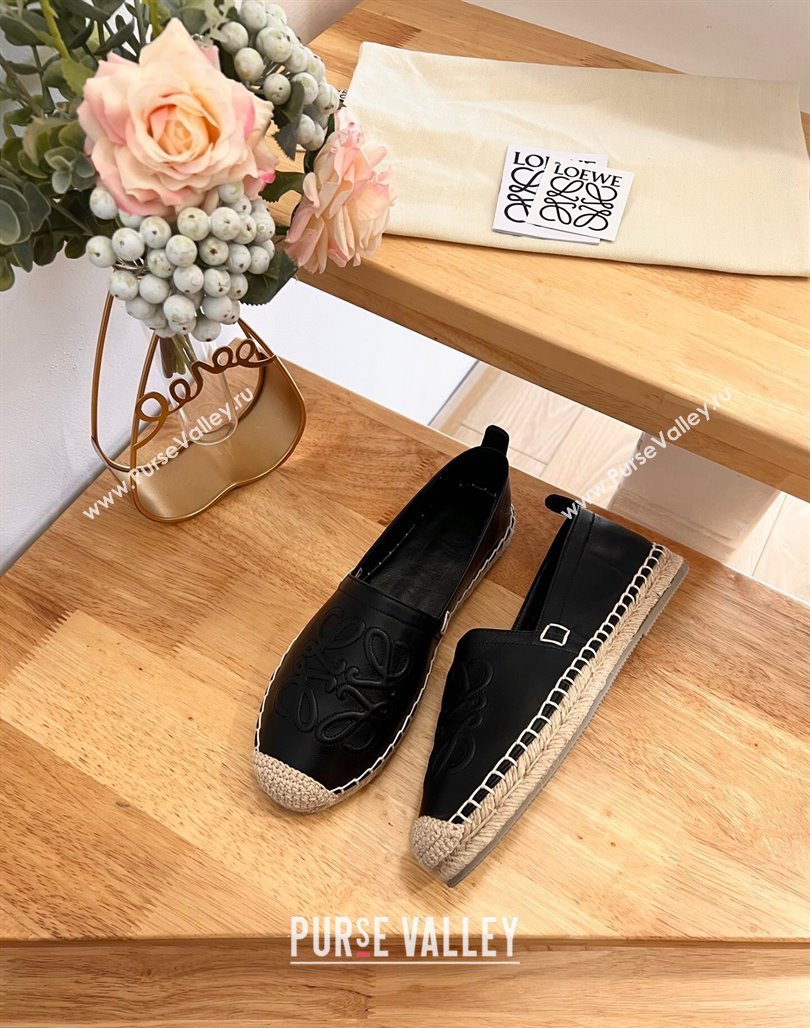 Loewe Espadrilles Flat in Calfskin with Anagram Logo Black 2024 0125 (HB-240125050)