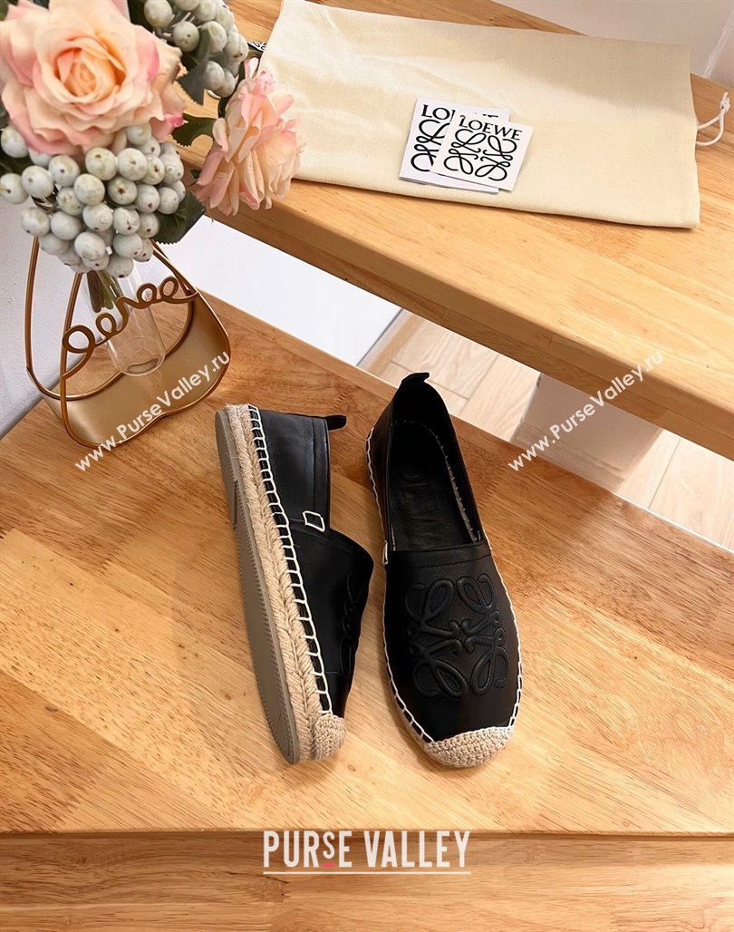 Loewe Espadrilles Flat in Calfskin with Anagram Logo Black 2024 0125 (HB-240125050)