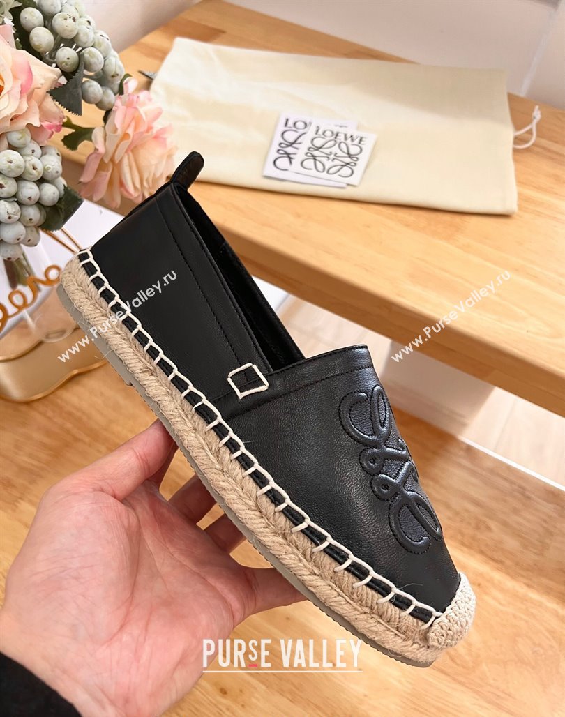 Loewe Espadrilles Flat in Calfskin with Anagram Logo Black 2024 0125 (HB-240125050)