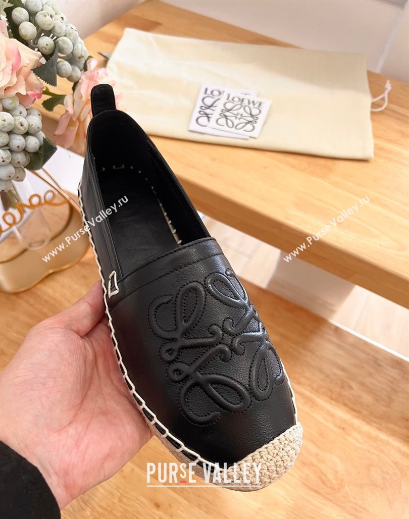 Loewe Espadrilles Flat in Calfskin with Anagram Logo Black 2024 0125 (HB-240125050)