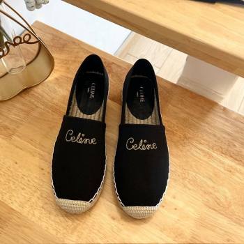 Celine Coton Canvas Espadrilles with CELINE Signature Black 2 2024 0124 (MD-240124124)