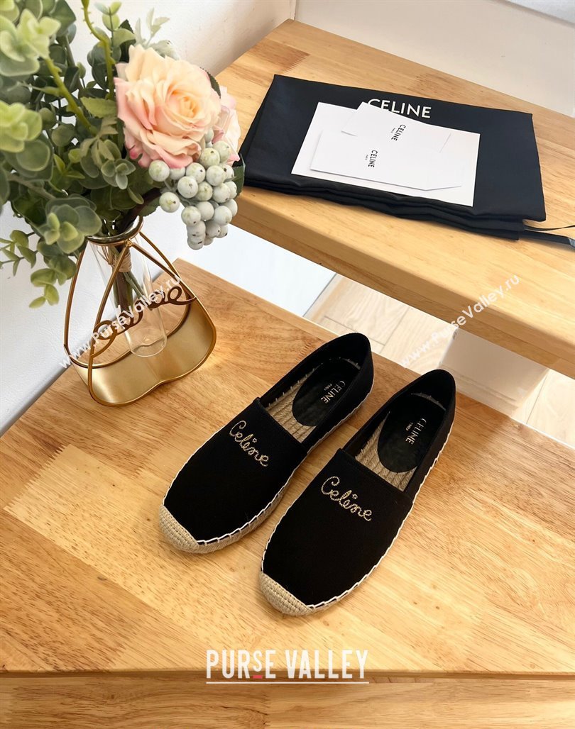 Celine Coton Canvas Espadrilles with CELINE Signature Black 2 2024 0124 (MD-240124124)