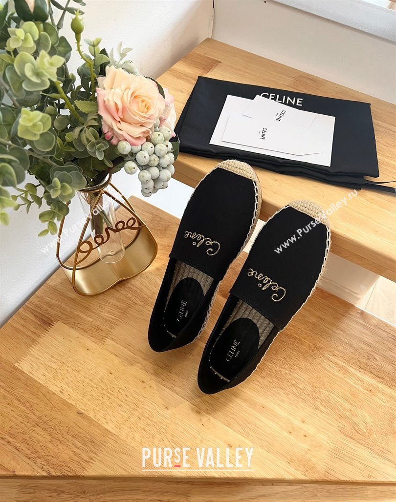 Celine Coton Canvas Espadrilles with CELINE Signature Black 2 2024 0124 (MD-240124124)