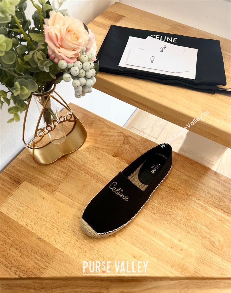 Celine Coton Canvas Espadrilles with CELINE Signature Black 2 2024 0124 (MD-240124124)