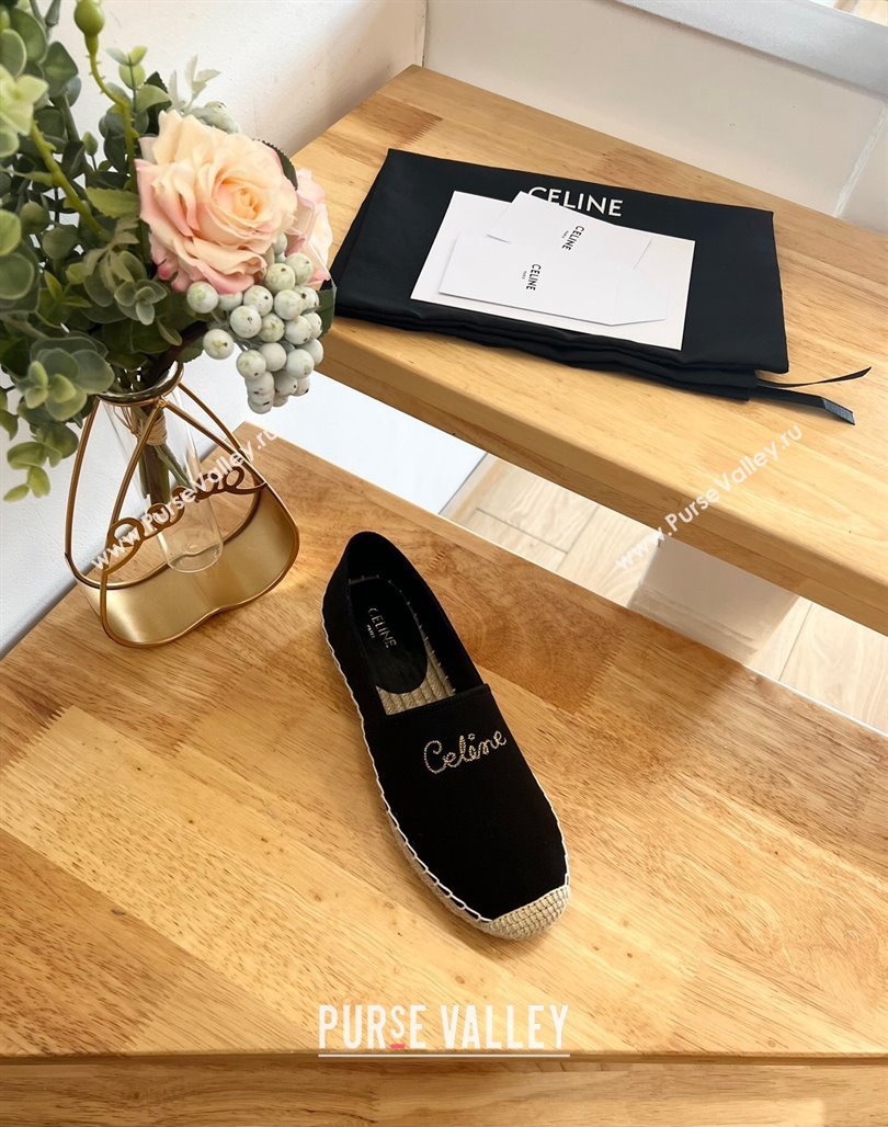 Celine Coton Canvas Espadrilles with CELINE Signature Black 2 2024 0124 (MD-240124124)