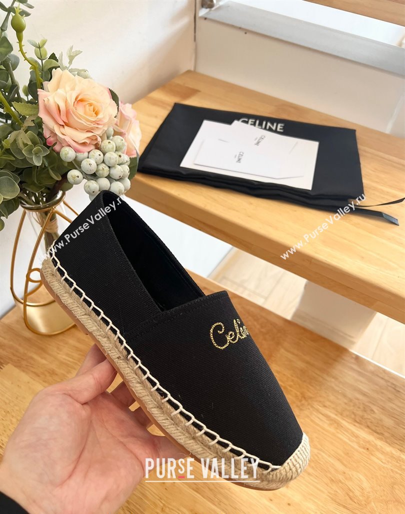 Celine Coton Canvas Espadrilles with CELINE Signature Black 2 2024 0124 (MD-240124124)