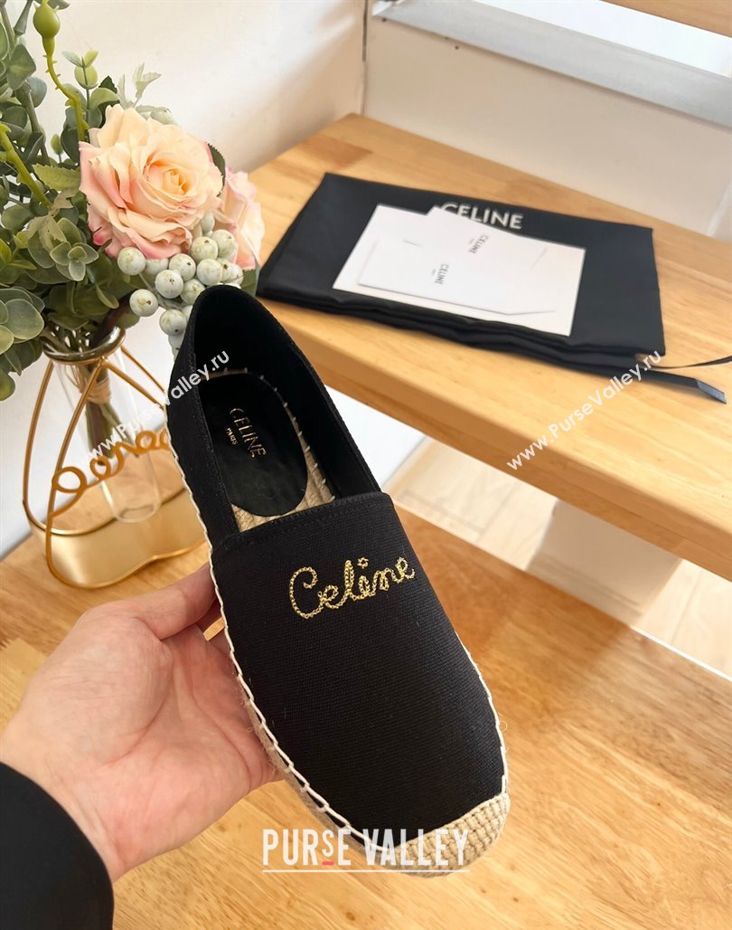 Celine Coton Canvas Espadrilles with CELINE Signature Black 2 2024 0124 (MD-240124124)