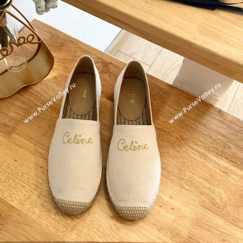 Celine Coton Canvas Espadrilles with CELINE Signature White 2 2024 0124 (MD-240124126)