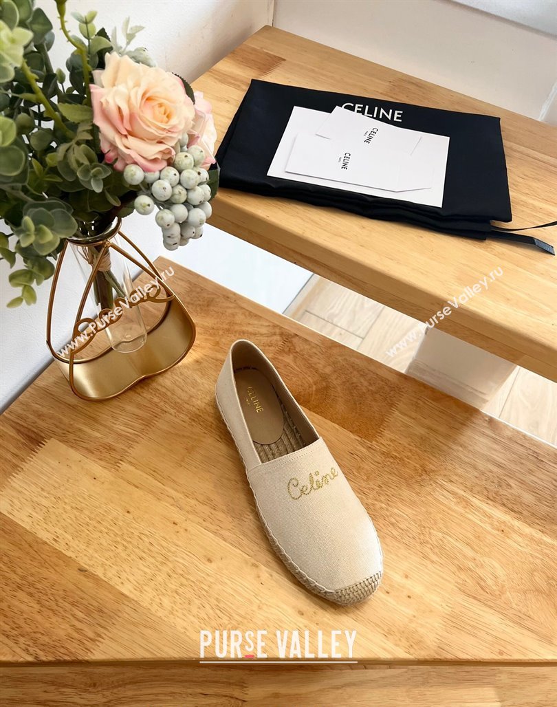 Celine Coton Canvas Espadrilles with CELINE Signature White 2 2024 0124 (MD-240124126)