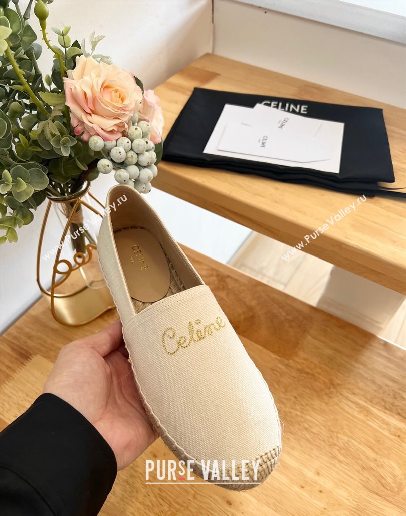 Celine Coton Canvas Espadrilles with CELINE Signature White 2 2024 0124 (MD-240124126)