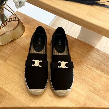 Celine Cotton Canvas Espadrilles with Logo Bow Black 2024 0124 (MD-240124125)