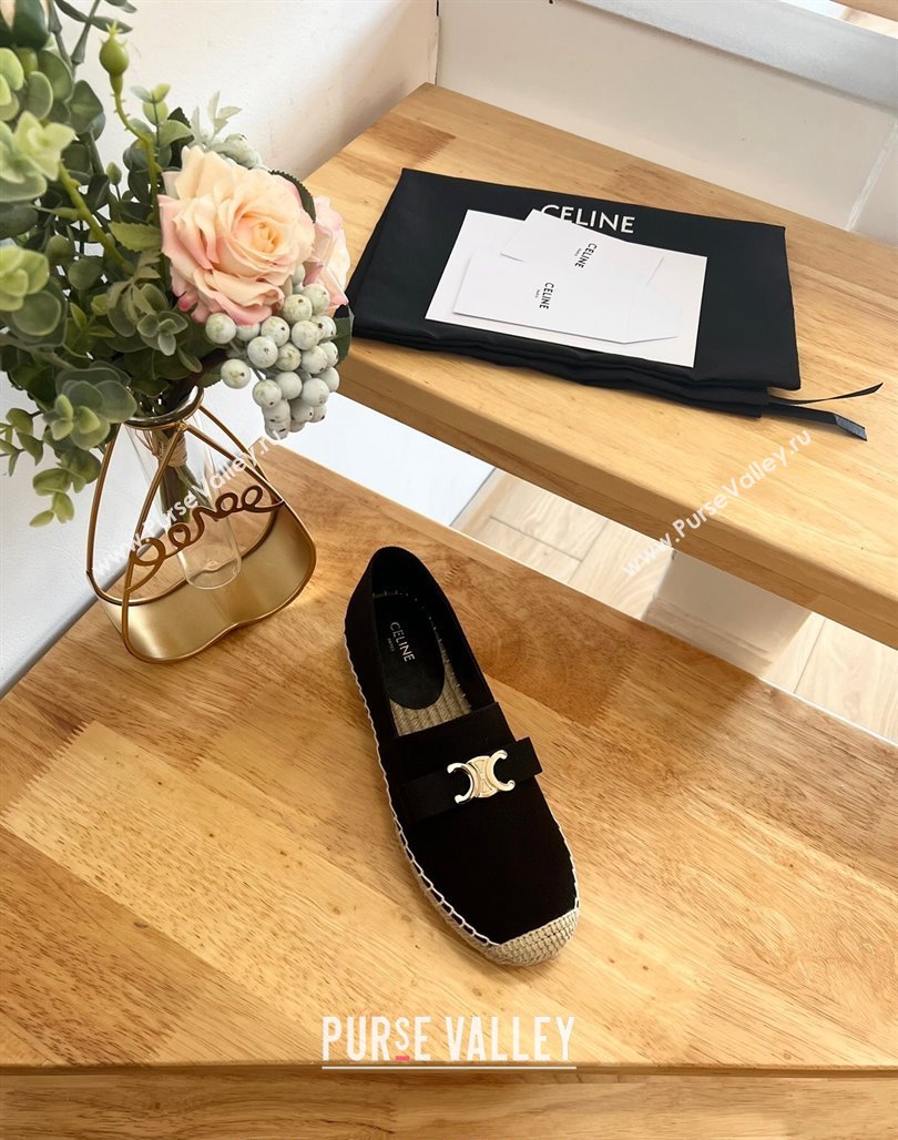 Celine Cotton Canvas Espadrilles with Logo Bow Black 2024 0124 (MD-240124125)