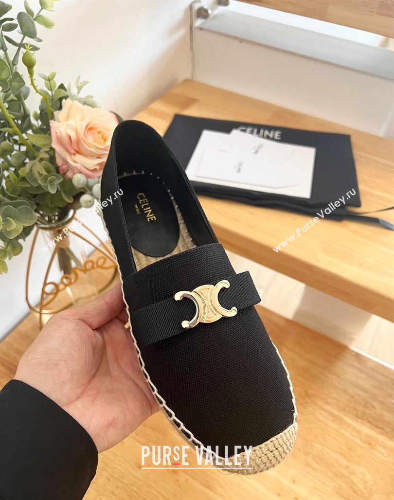 Celine Cotton Canvas Espadrilles with Logo Bow Black 2024 0124 (MD-240124125)