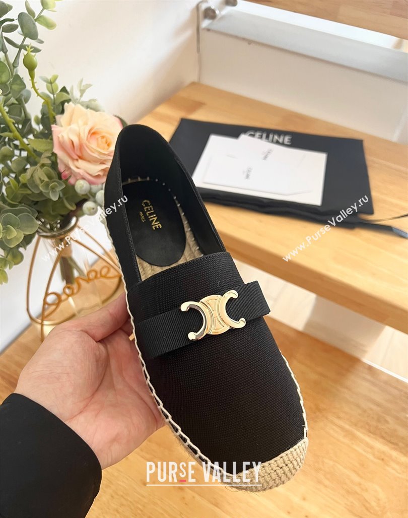 Celine Cotton Canvas Espadrilles with Logo Bow Black 2024 0124 (MD-240124125)