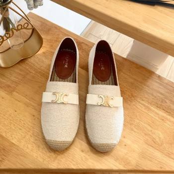 Celine Cotton Canvas Espadrilles with Logo Bow White 2024 0124 (MD-240124128)