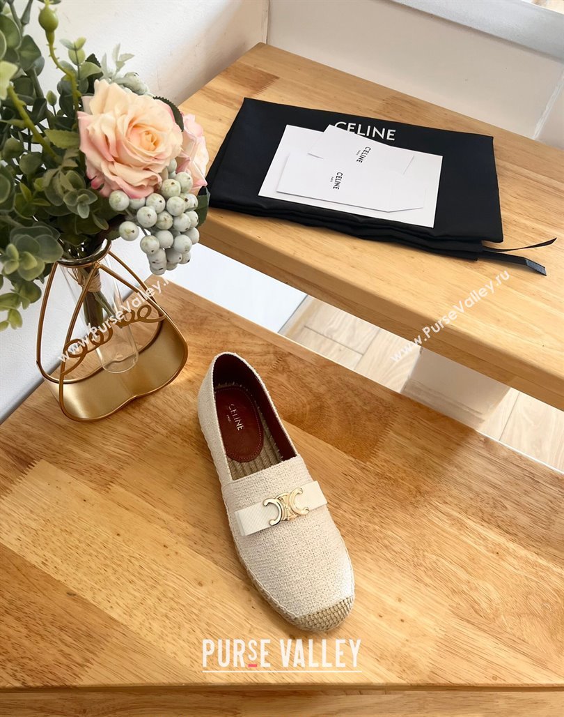 Celine Cotton Canvas Espadrilles with Logo Bow White 2024 0124 (MD-240124128)