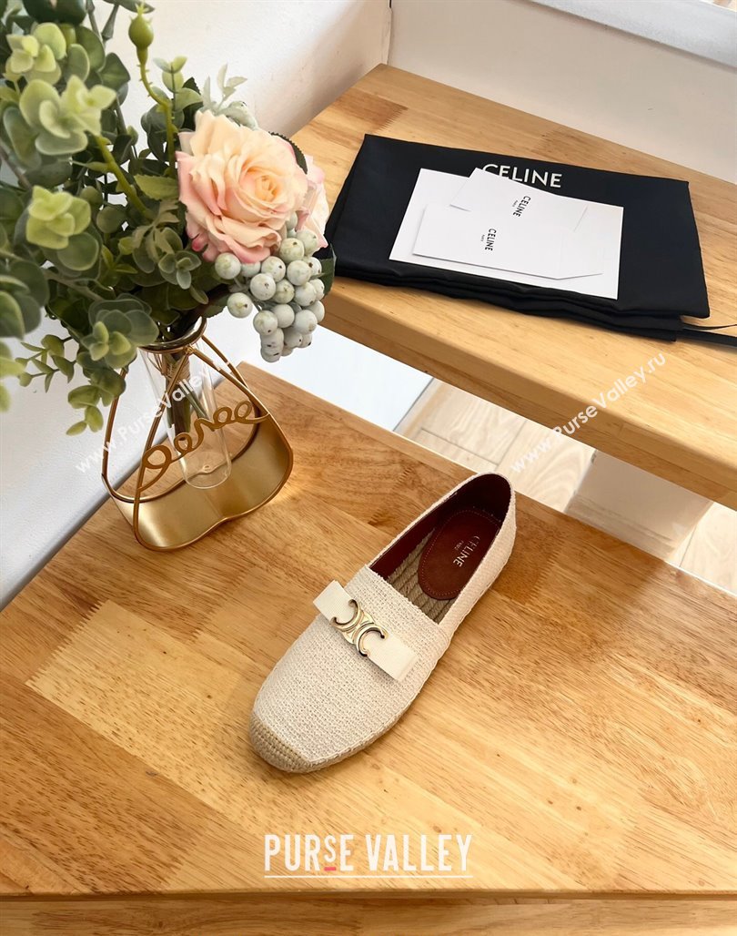 Celine Cotton Canvas Espadrilles with Logo Bow White 2024 0124 (MD-240124128)