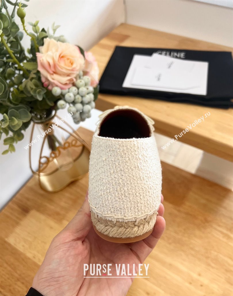 Celine Cotton Canvas Espadrilles with Logo Bow White 2024 0124 (MD-240124128)