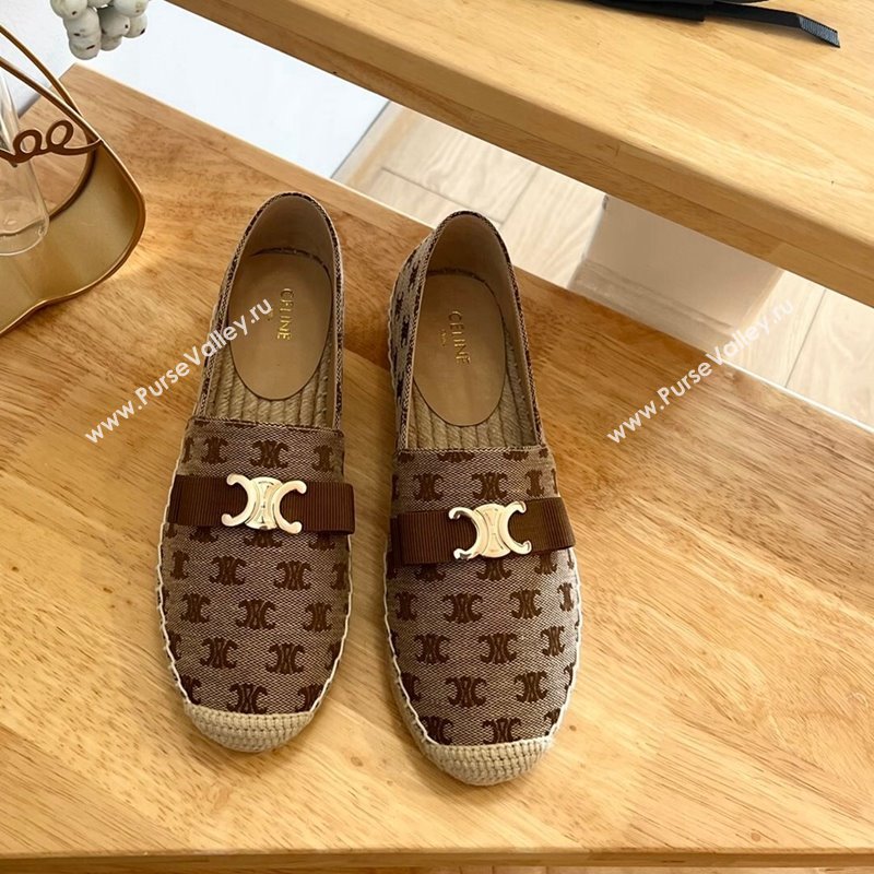 Celine Canvas Espadrilles with Logo Bow Brown 2024 0124 (MD-240124129)