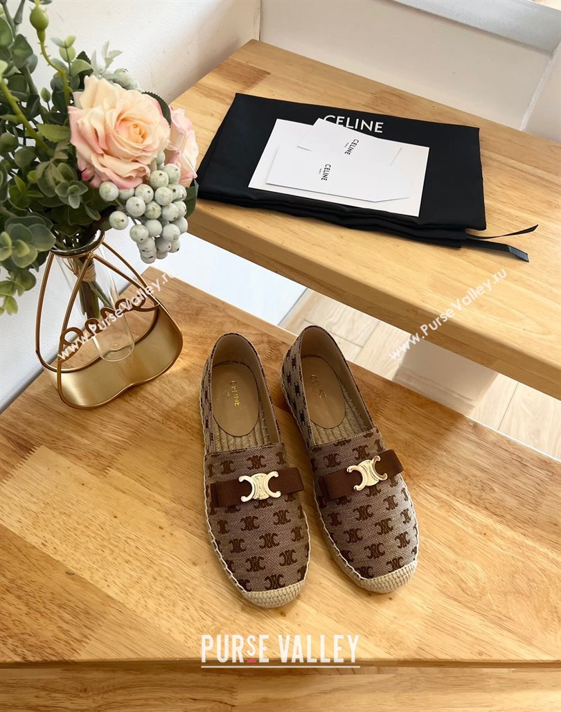 Celine Canvas Espadrilles with Logo Bow Brown 2024 0124 (MD-240124129)