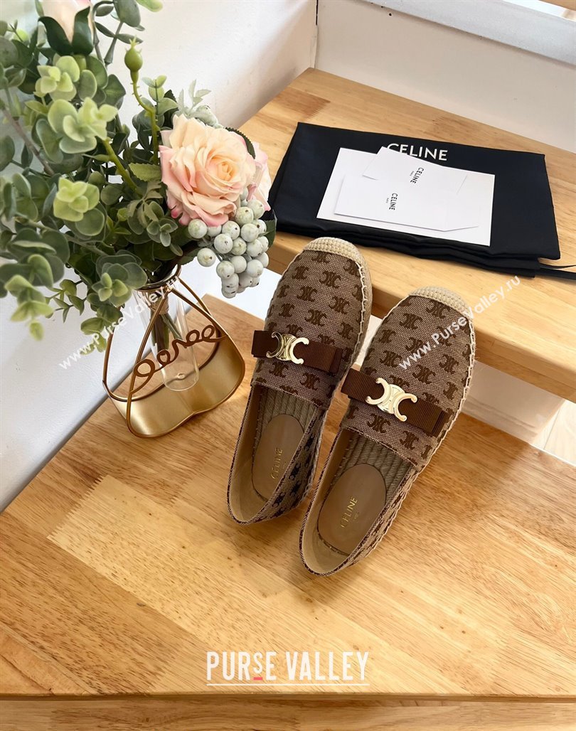 Celine Canvas Espadrilles with Logo Bow Brown 2024 0124 (MD-240124129)