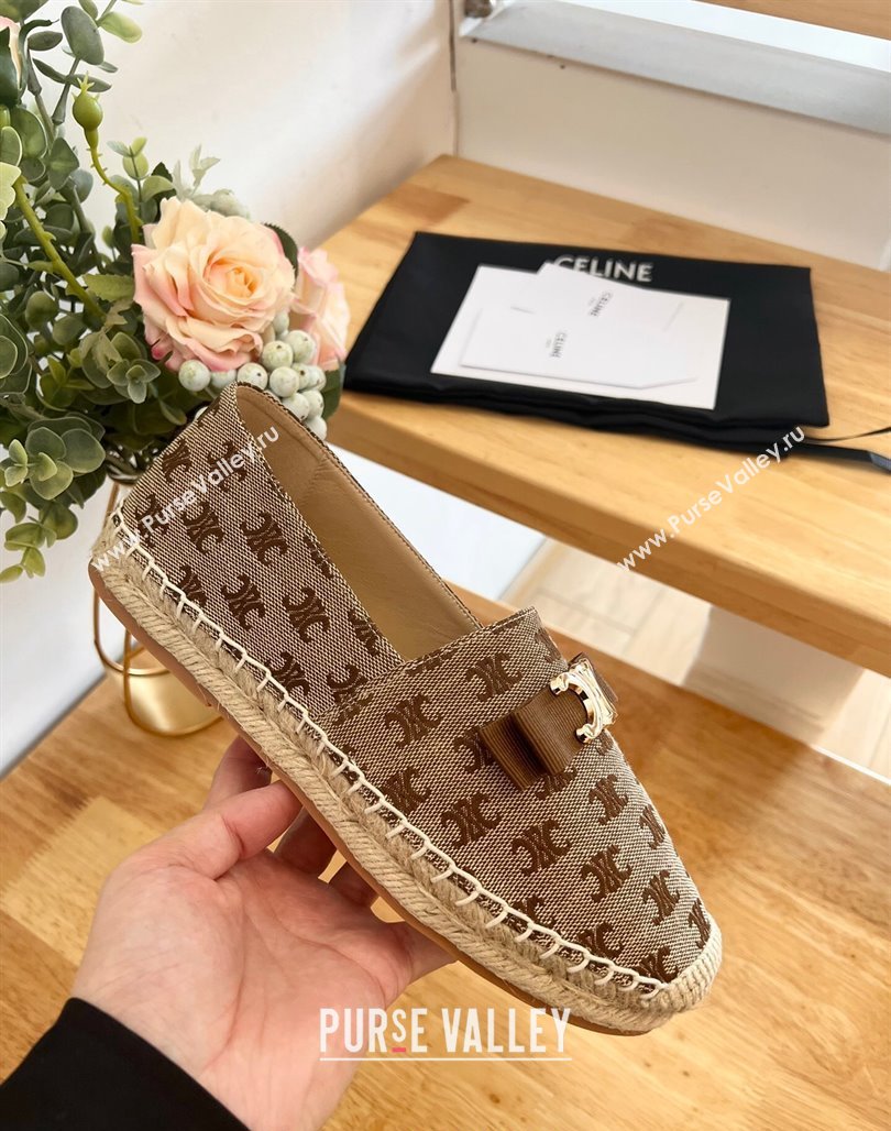 Celine Canvas Espadrilles with Logo Bow Brown 2024 0124 (MD-240124129)