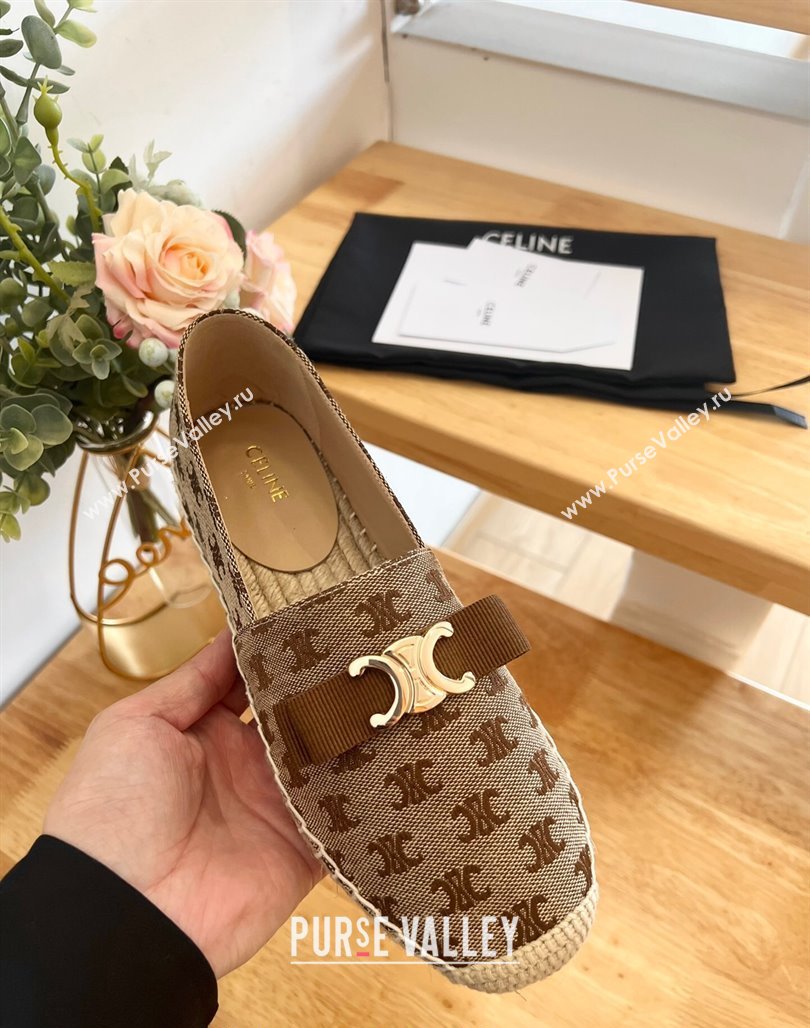 Celine Canvas Espadrilles with Logo Bow Brown 2024 0124 (MD-240124129)