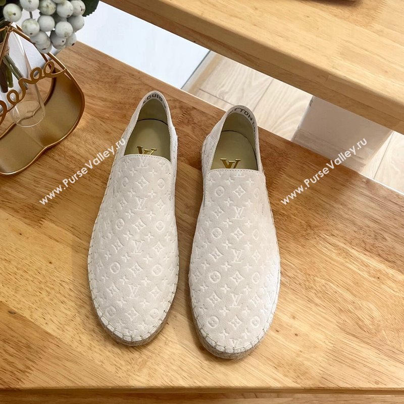 Louis Vuitton Starboard Flat Espadrilles in Monogram Velvet White 2024 0125 (HB-240125084)