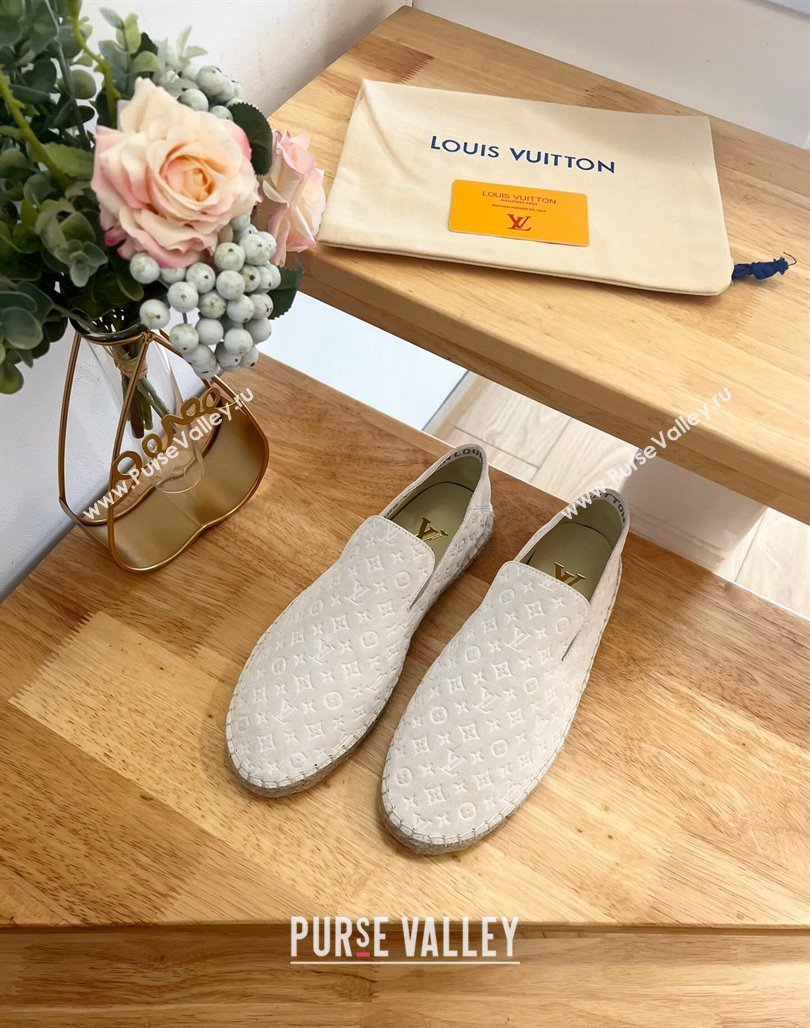 Louis Vuitton Starboard Flat Espadrilles in Monogram Velvet White 2024 0125 (HB-240125084)