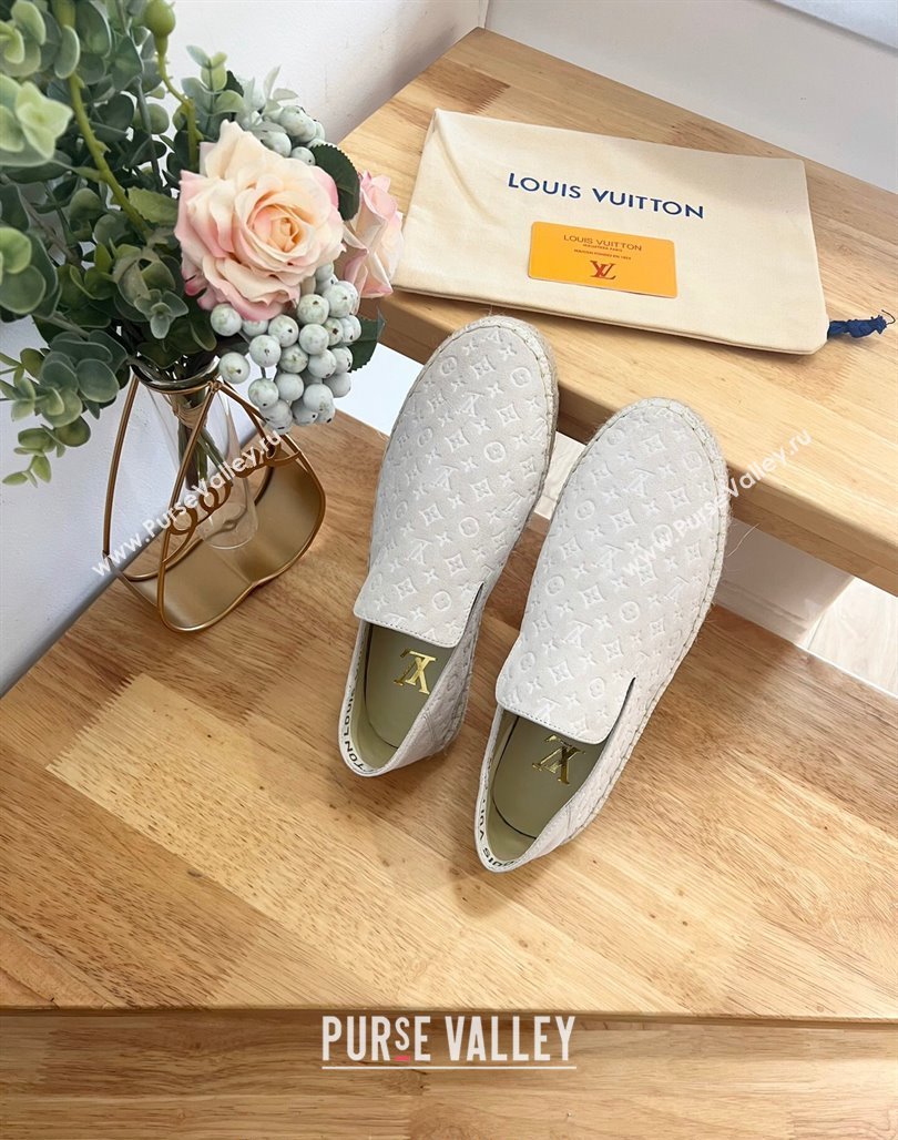 Louis Vuitton Starboard Flat Espadrilles in Monogram Velvet White 2024 0125 (HB-240125084)