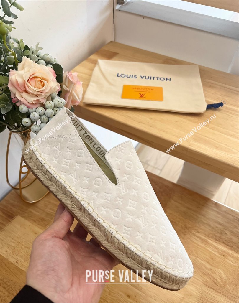 Louis Vuitton Starboard Flat Espadrilles in Monogram Velvet White 2024 0125 (HB-240125084)